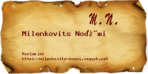Milenkovits Noémi névjegykártya